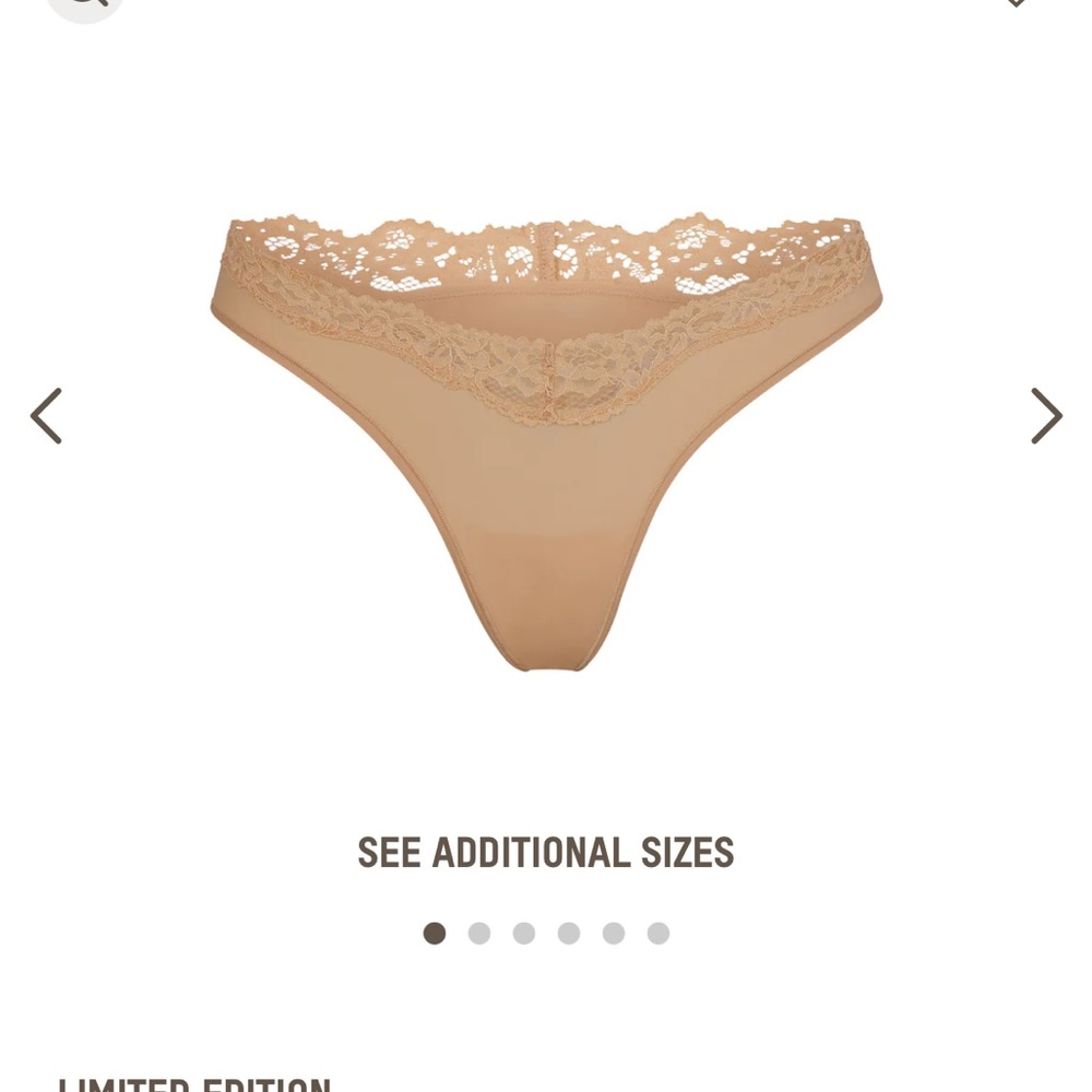 Skims corded lace fits everybody thong - clay - large - NWT